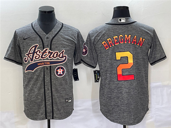 Men's Houston Astros #2 Alex Bregman Gray With Patch Cool Base Stitched Baseball Jersey